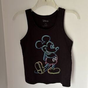 Disney Mickey Mouse Neon Graphic Black Racerback Tank Top Women's Small S #14